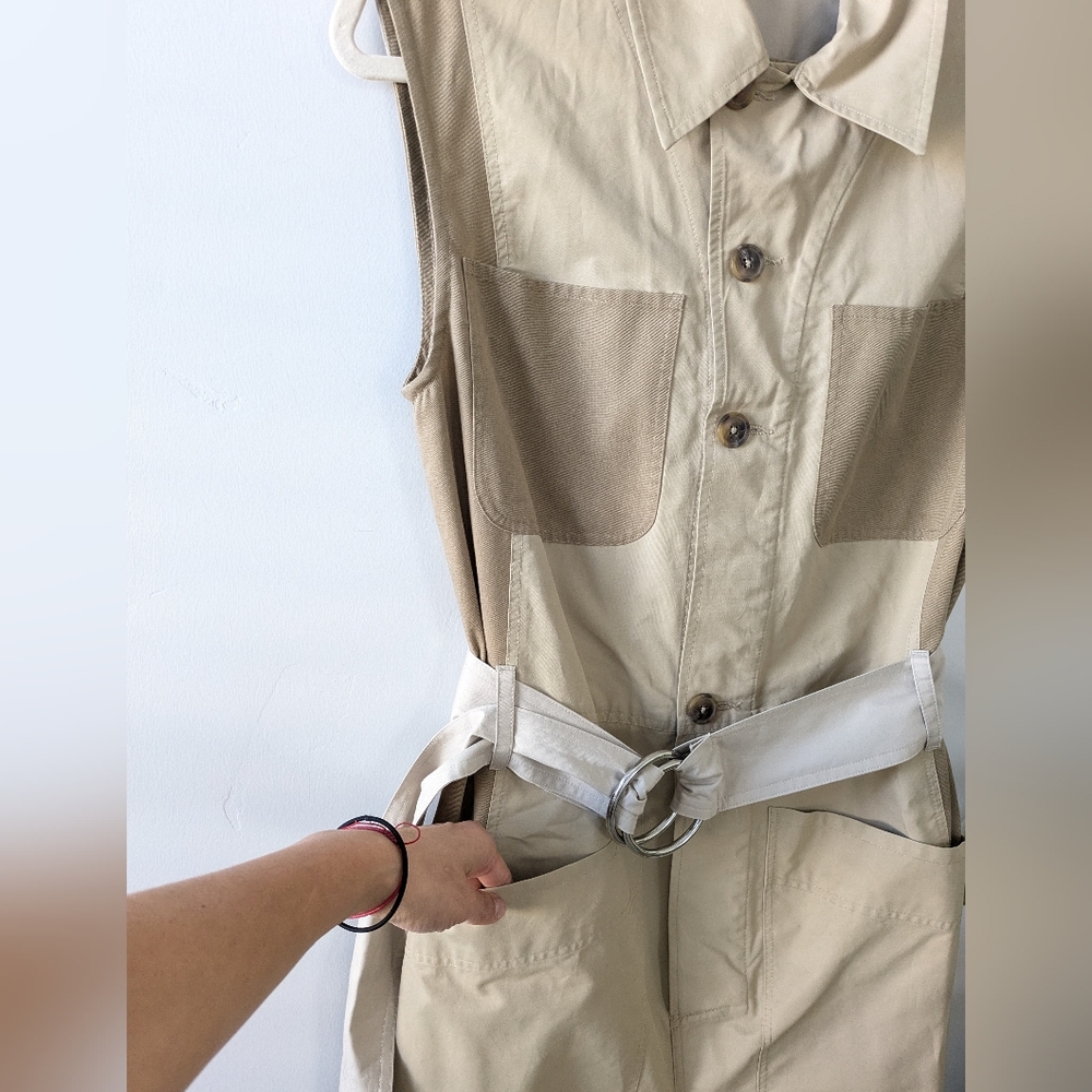 NWOT FRAME  Tan Sleeveless Jumpsuit with Belt - Picture 6 of 11